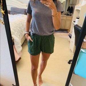 Olive Green Linen Shorts